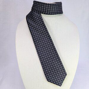 English Laundry Men's Tie 100% Silk Black with White Paisley Foulard 3x59 1/2"